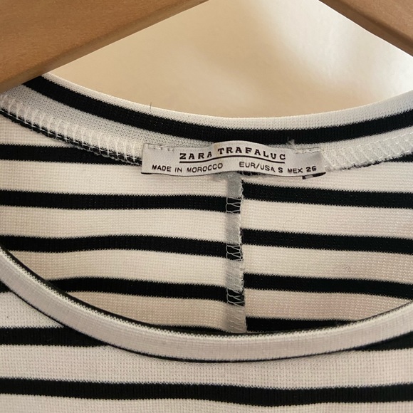Zara Black and White Striped mini skater Dress - Picture 7 of 7